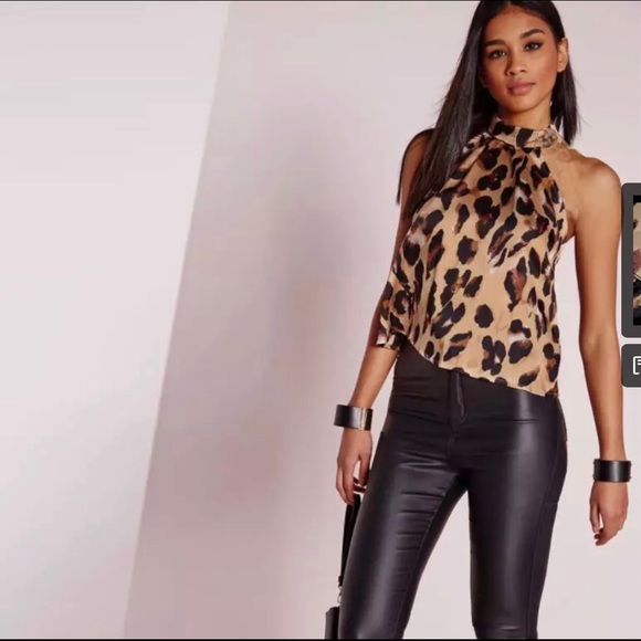 Women Chiffon Off Shoulder Leopard Blouse - Picture 4 of 6